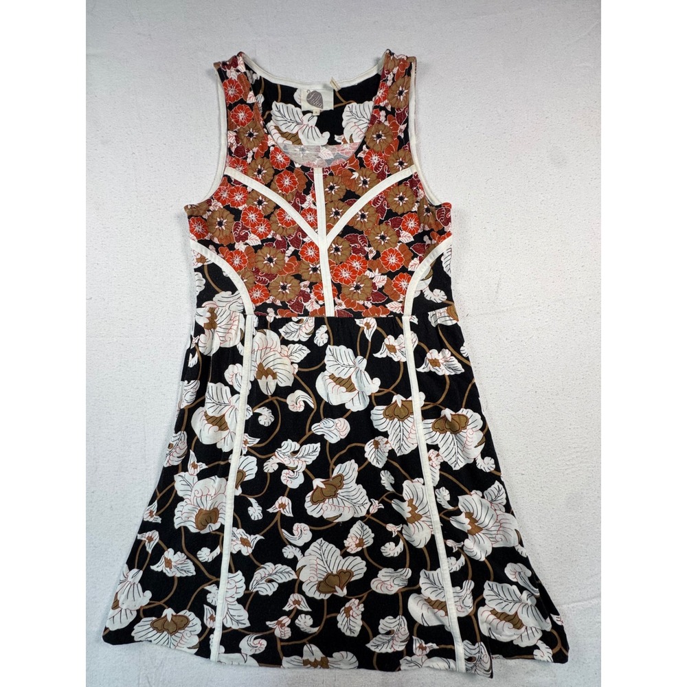 Lilka Anthropologie Dress Womens S Black Orange Floral Sleeveless Mini Excellent